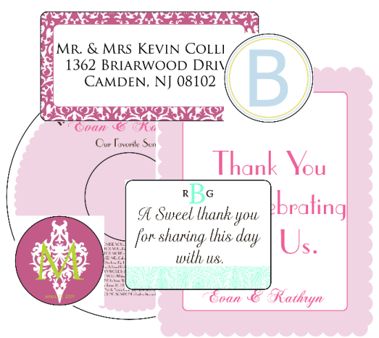 Wedding CD labels mailing labels wine labels Monogram Sticker and more