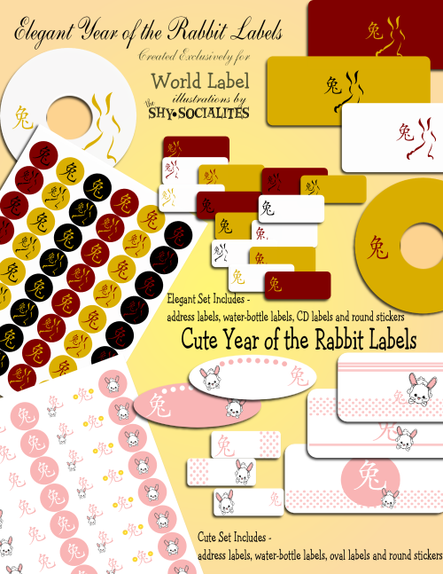 Chinese New Year Clip Art Rabbit. Chinese New Year Labels for