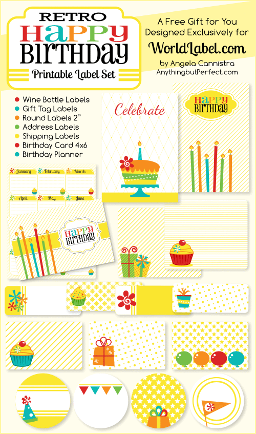 Retro Happy Birthday Printable Labels Set Worldlabel Blog