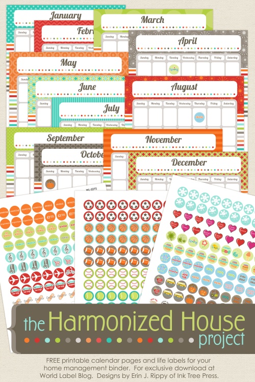 Organizing Calendar: the Harmonized House Project | Free printable labels & templates, label design @WorldLabel blog!