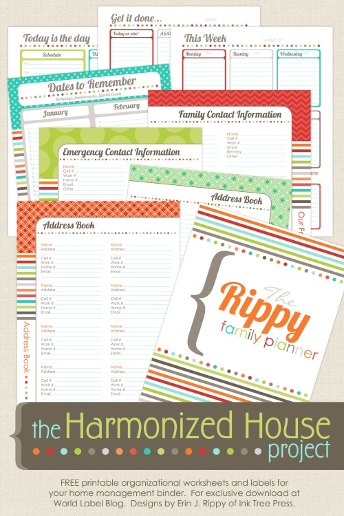 Organizing Planner The Harmonized House Project Worldlabel Blog