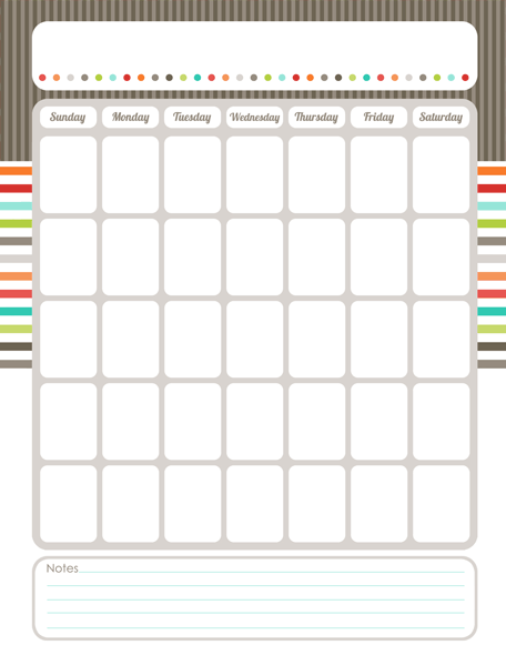 Download Blank 5 Day Monthly Calendar Template Free