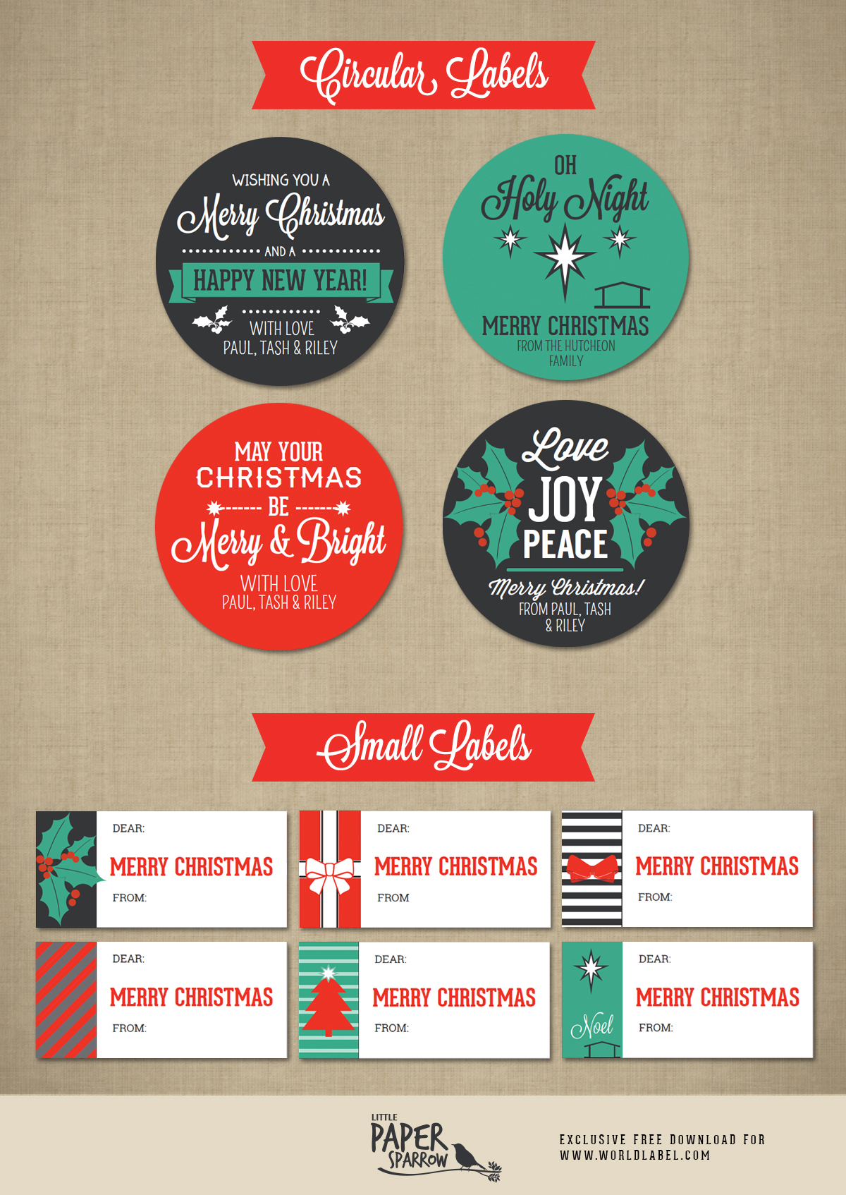 Merry Christmas Labels by Little Paper Sparrow | Worldlabel Blog