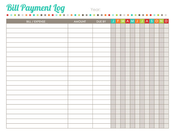 Bill Register Template