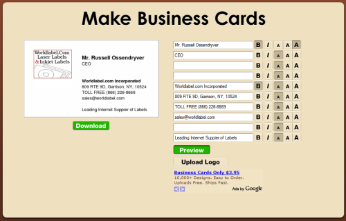 Quick Free Business Cards Online | Free printable labels & templates, label design @WorldLabel blog!