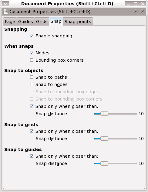 Snapping Preferences