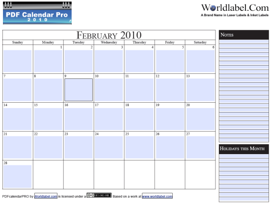 Free 2010 fillable calender PDF Pro Printable template | Free printable labels & templates, label design @WorldLabel blog! Free 2010 fillable calender PDF Pro Printable template | Free printable labels & templates, label design @WorldLabel blog!