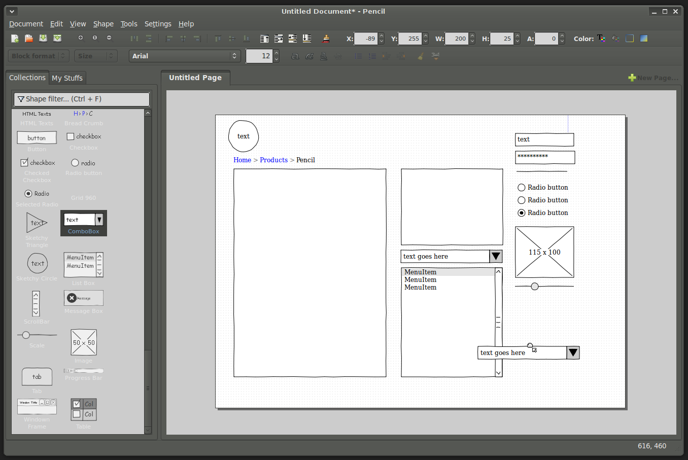 pencil ui mockup