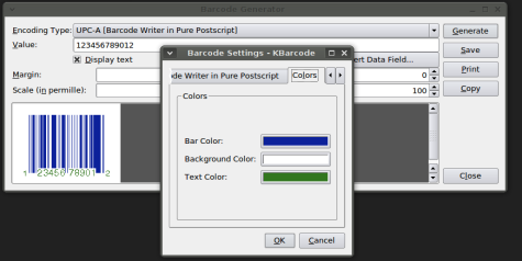 Generating barcodes with KBarcode Free printable labels