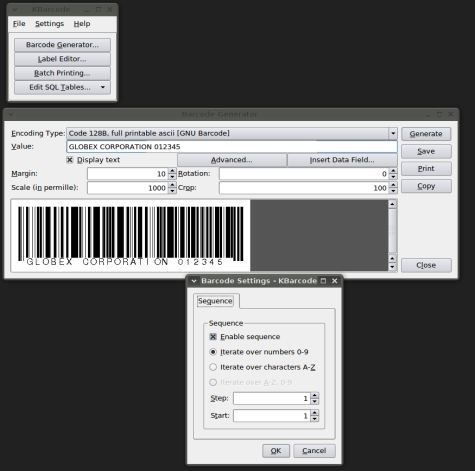 Generating barcodes with KBarcode Free printable labels