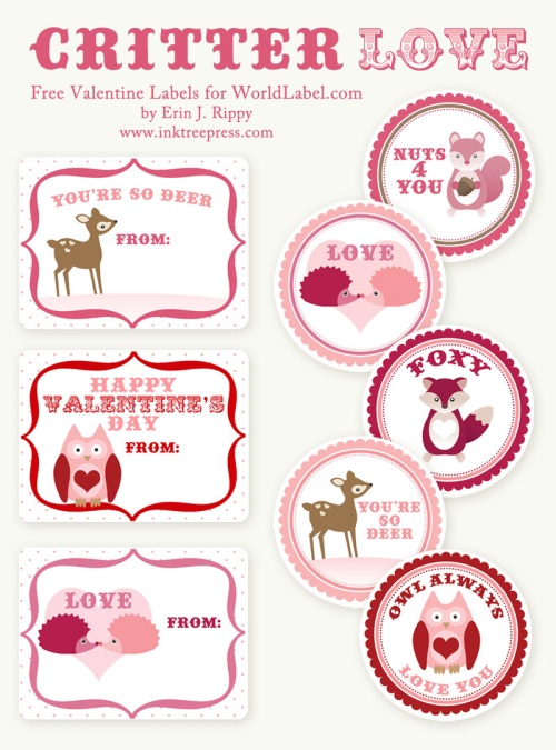 Valentine's day labels & Stickers: Critter Love by 