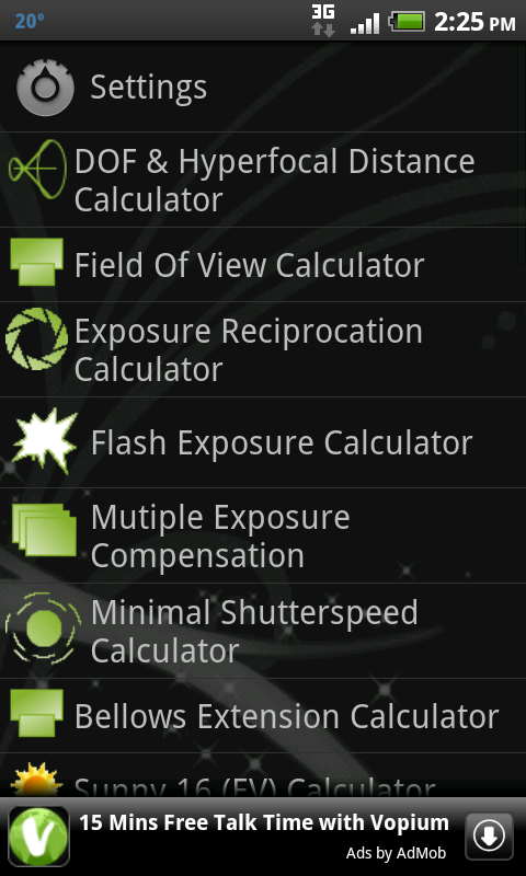Flash Exposure Chart