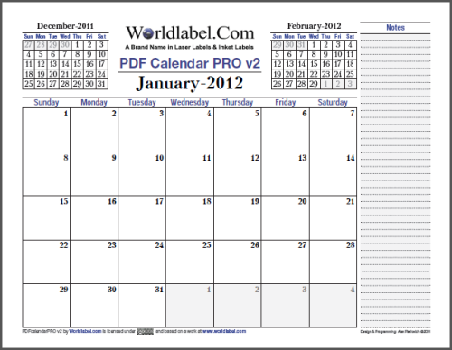 12 Fillable Pdf Calendar Pro Version 2 0 For Free Free Printable Labels Templates Label Design Worldlabel Blog