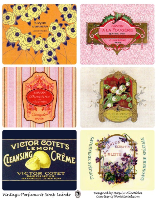 perfume soap labels to print in a vintage french syle free