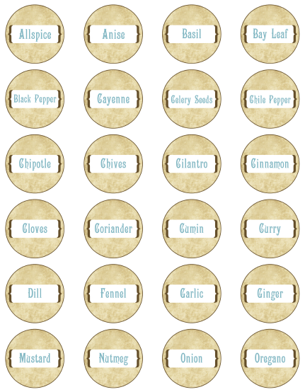 Printable Herb and Spice Jar Labels