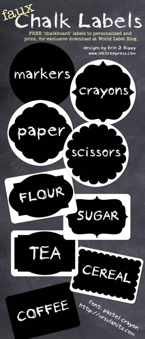 Editable Labels - Chalkboard and Lemons - Printable Modern