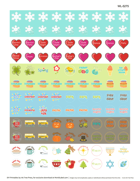 Printable Calendar Holiday Stickers Wendaful Printable Stickers