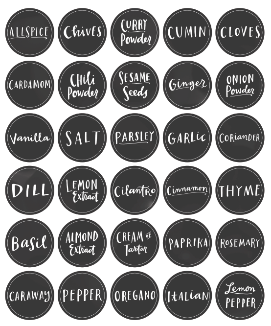 Free Printable Spice Jar Labels to Organize Your Kitchen