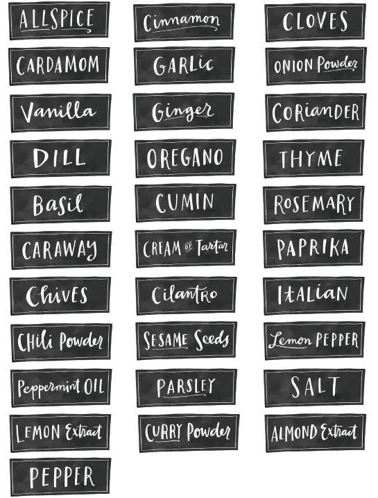 kitchen spice jar pantry organizing labels free printable labels