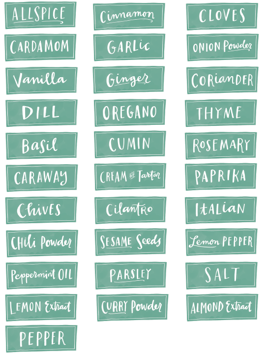 kitchen spice jar pantry organizing labels free printable labels