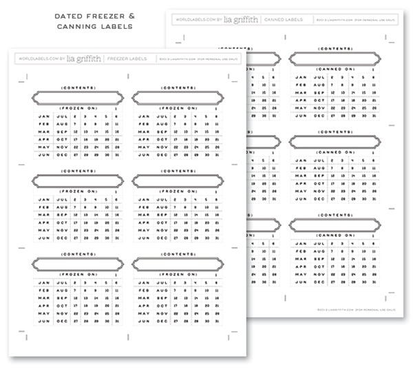 Free Printable Canning Labels - Lia Griffith