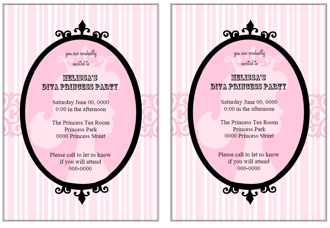 Pink Diva Princess Party Printable Set | Free printable labels ...