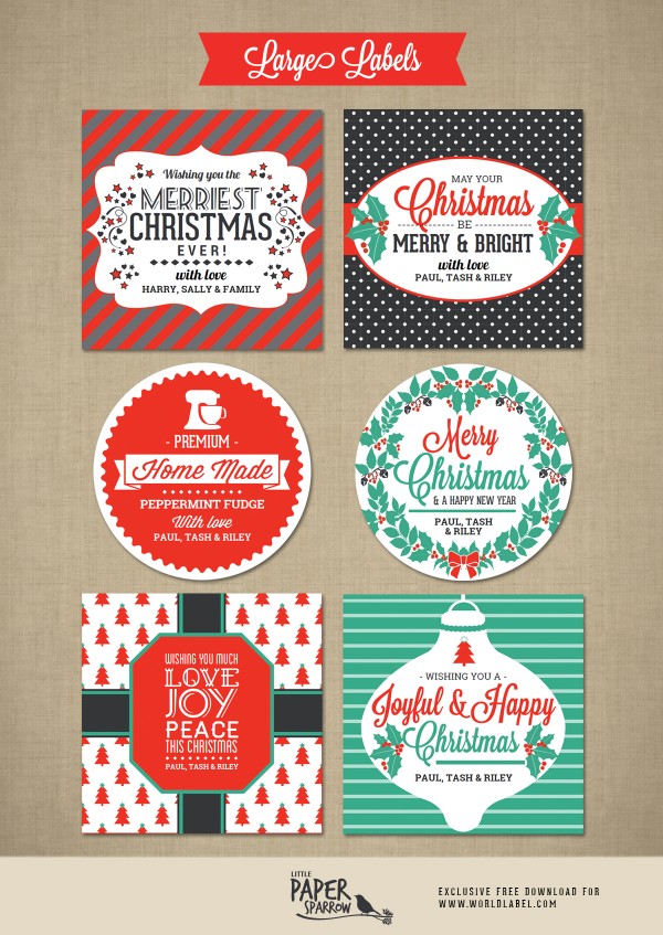 Merry Christmas Labels by Little Paper Sparrow | Free ...