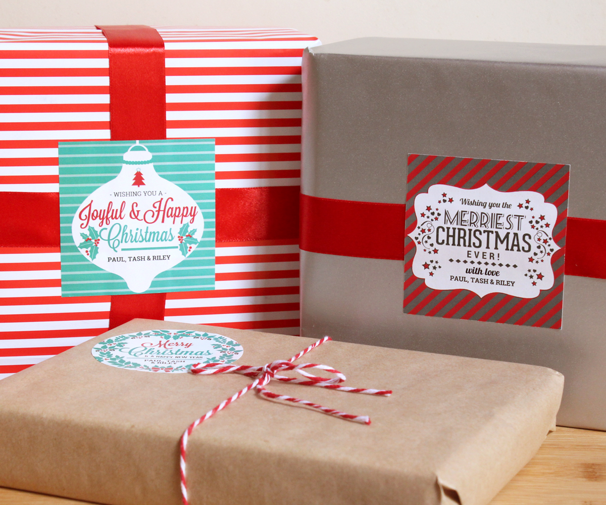 Merry Christmas Labels by Little Paper Sparrow | Free printable labels &amp; templates, label design