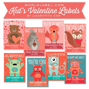 Kids Valentines Day Labels by Lia Griffith | Free printable labels ...