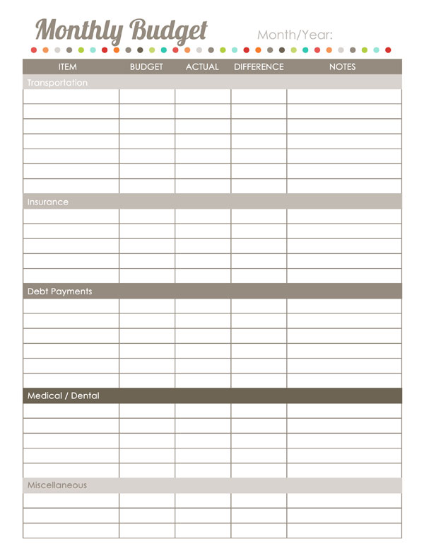 Home Finance Printables The Harmonized House Project