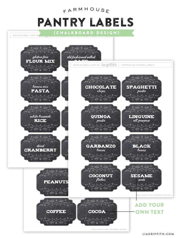 Free Printable, Editable Pantry Labels