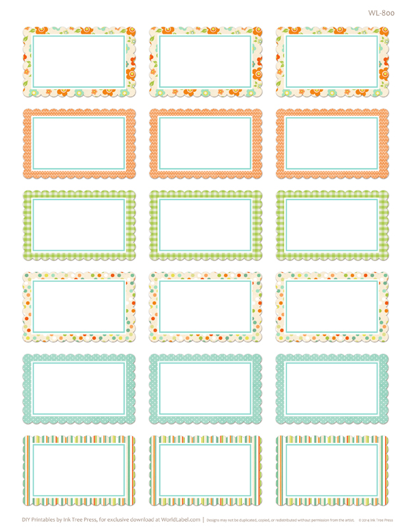 Blank Subject Labels Printable