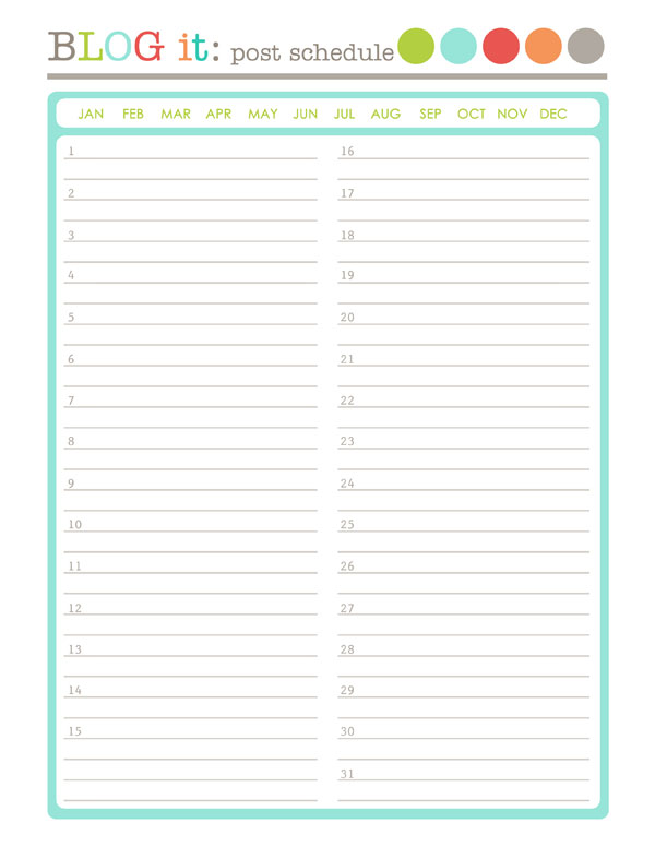 Blog Post Schedule Template