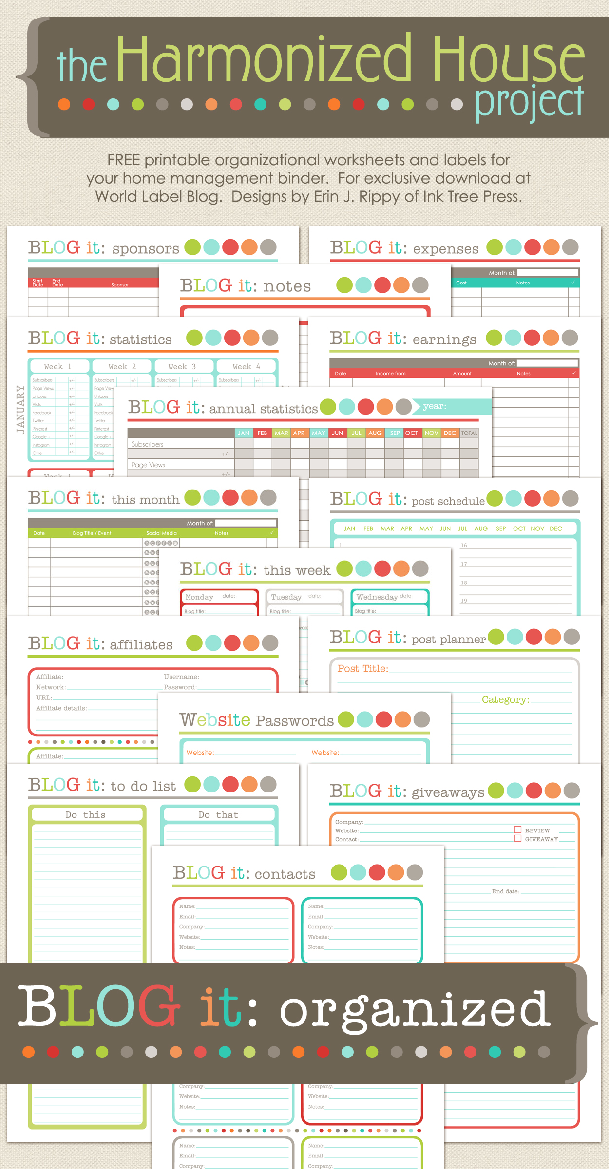 blog it bloggers organizational printables free