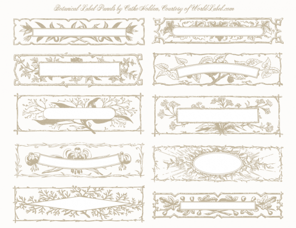 Botanical Label Panel Designs by Cathe Holden | Free printable labels