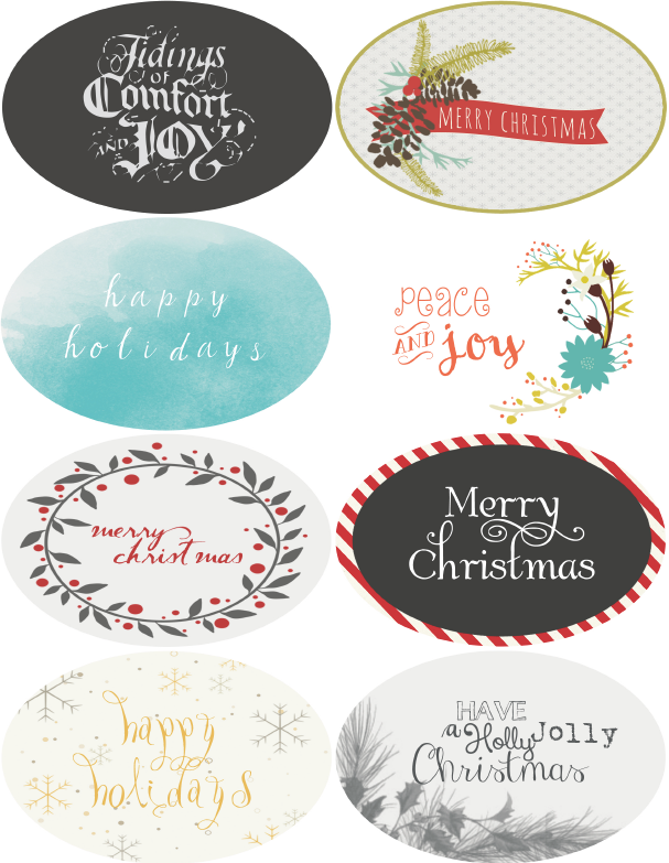 christmas holiday assorted circle and oval labels free