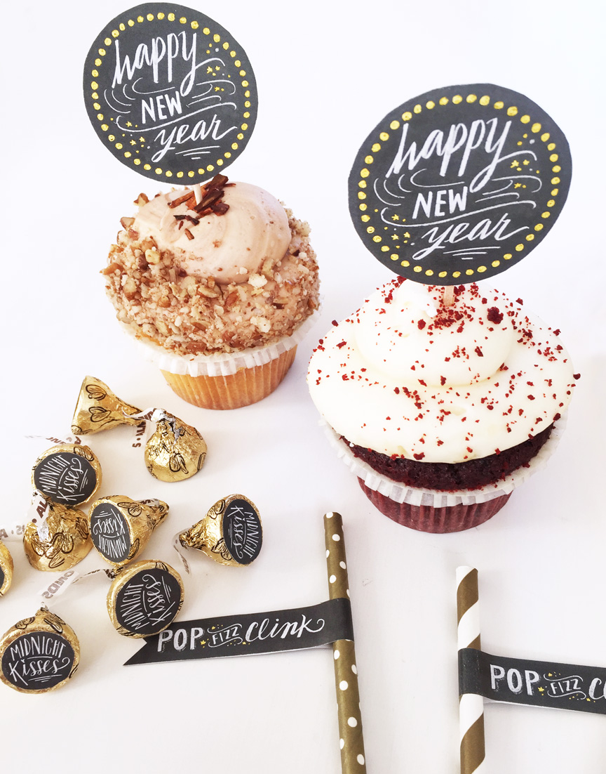 New Years Printable Cupcake Toppers - Sweet Party Place
