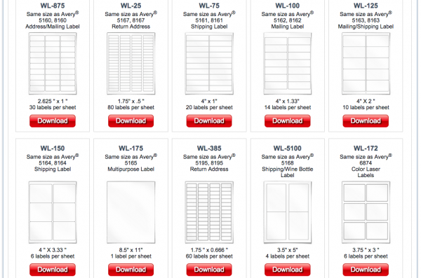 Avery Label Compatibility Chart