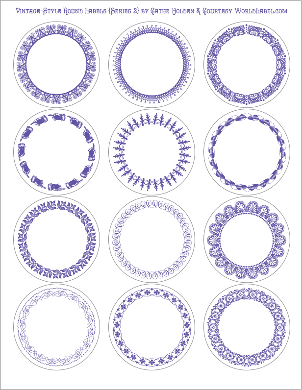 Vintage-Style Round Labels by Cathe Holden (Series 2) | Free printable