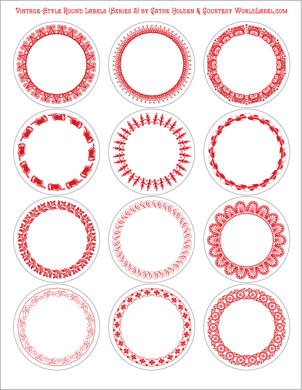 Vintage-Style Round Labels by Cathe Holden (Series 2) | Free printable labels &amp; templates, label