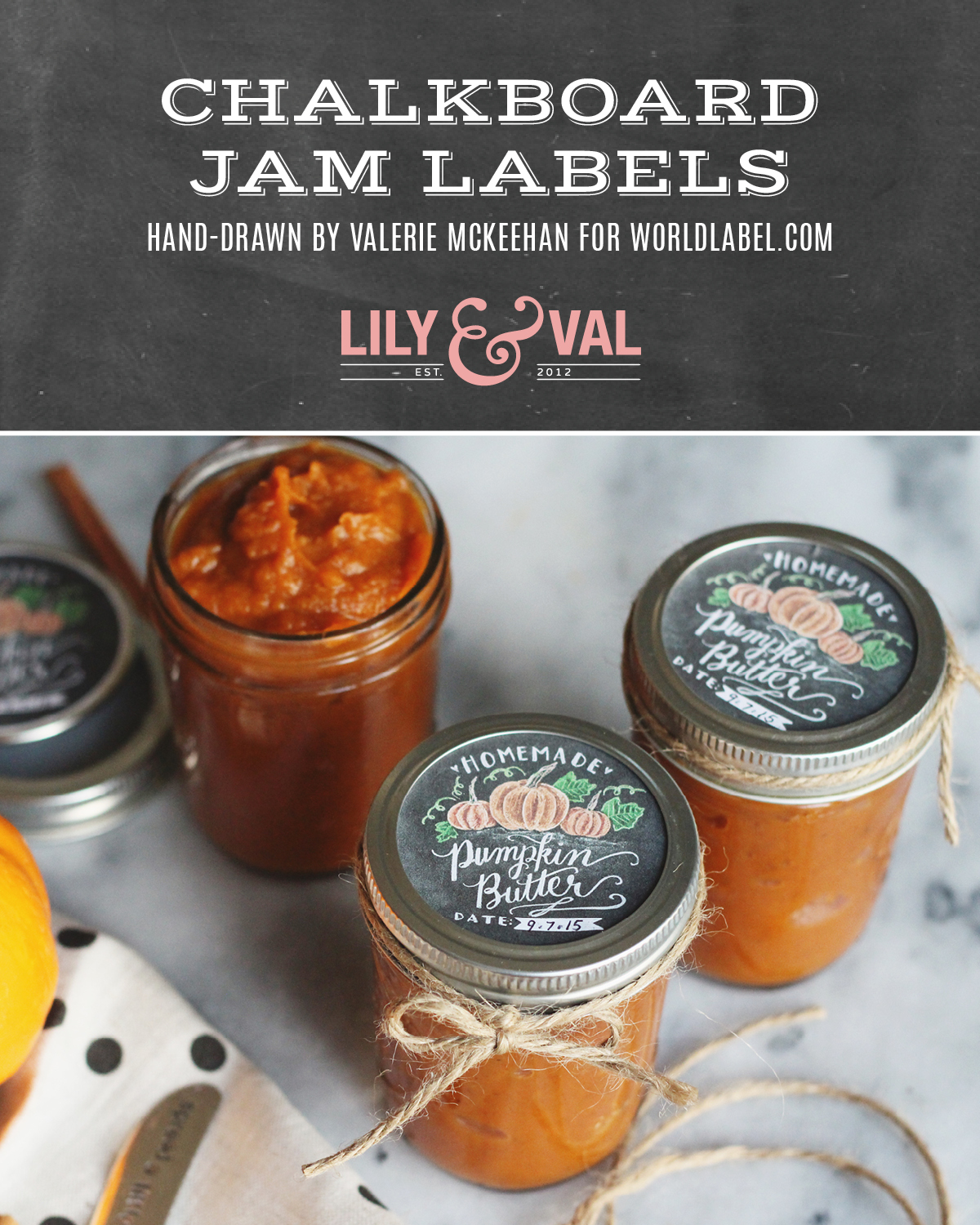 Chalk drawn mason jar labels