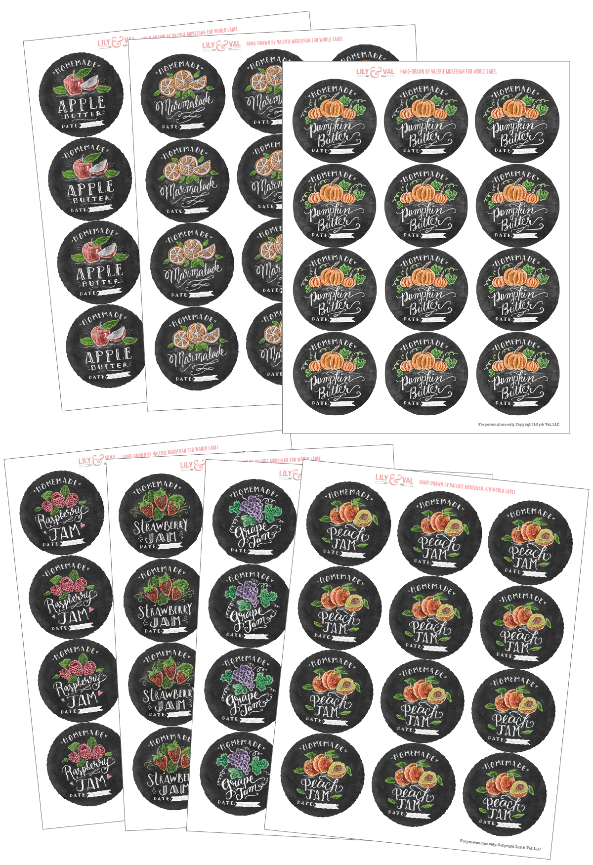 Chalk Art Jam Labels Hand Drawn By Valerie Mckeehan Free Printable Labels Templates Label Design Worldlabel Blog