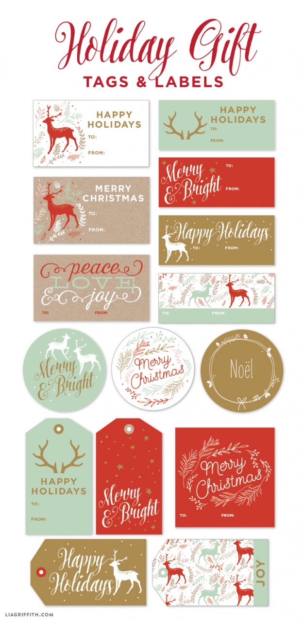 Printable Holiday Gift Labels & Tags By The Lia Griffith Studio | Free ...
