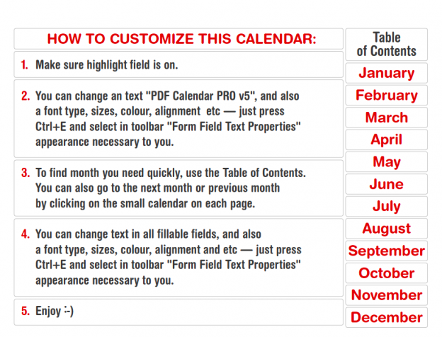 2016 editable pro fillable pdf calendar template free