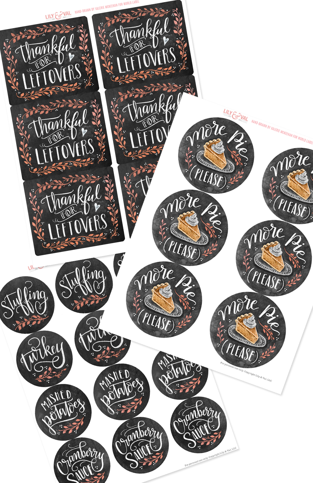 Thanksgiving Leftover Labels By Valerie McKeehan Free printable