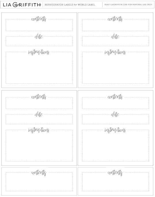 Printable Refrigerator Organizing Labels By Lia Griffith Free